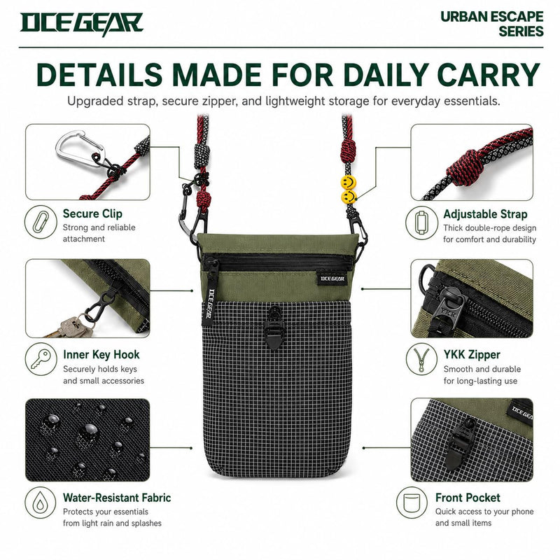 Cell Phone Bag with Strap Lightweight Crossbody Phone Purse with Nylon Lanyard Fits iPhone 12-17 for Travel Casual Walking Green
