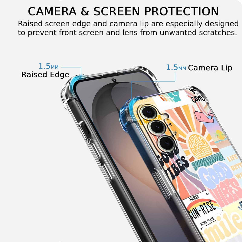 Case for Samsung Galaxy S26 with Aesthetic Design,Good Vibes Positive Quote Collage,Clear Slim Soft TPU Bumper Phone Cover,6.3”(Good,Sx26)