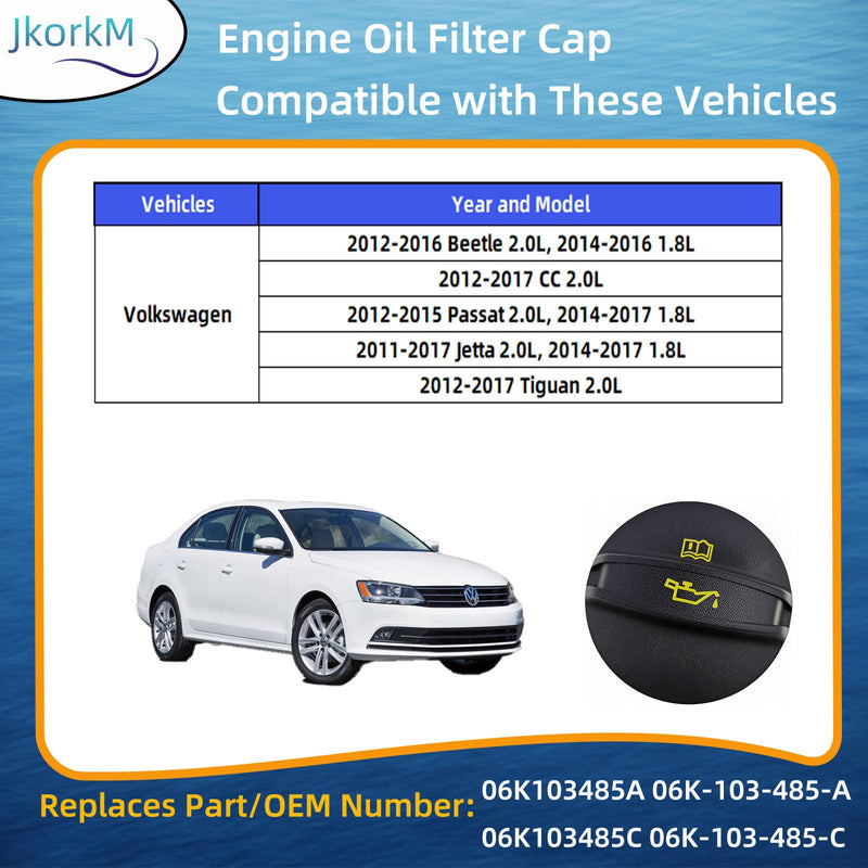 06K103485C Engine Oil Fill Cap Compatible With Volkswagen - Fits For VW Volkswagen Beetle CC Passat Jetta Tiguan, Replaces OEM 06K103485C 06K 103 485 C 06K-103-485-A 06K 103 485 A