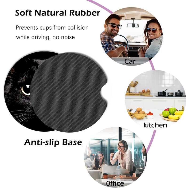 2 Pack Car Coasters for Cup Holders,Brown Leopard Car Coasters,2.75" Universal Size Anti Slip Rubber Mat,Cheetah Cup Holder Decal,Cute Auto Accessories Interior for Women Leopard Print 2PCS