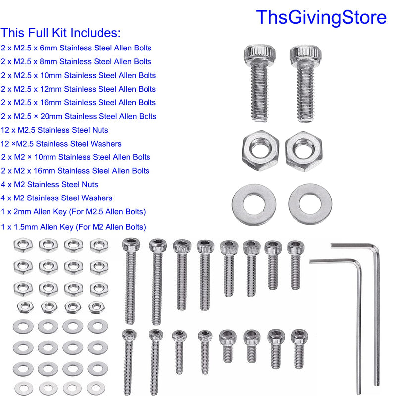 50PCS Headshell Screws, Universal Turntable Cartridge Headshell Mounting Kit, 304 Stainless Steel Button Head Hex Socket Cap Screws Bolts, Washers, Nuts Assortment Kit with Wrenches