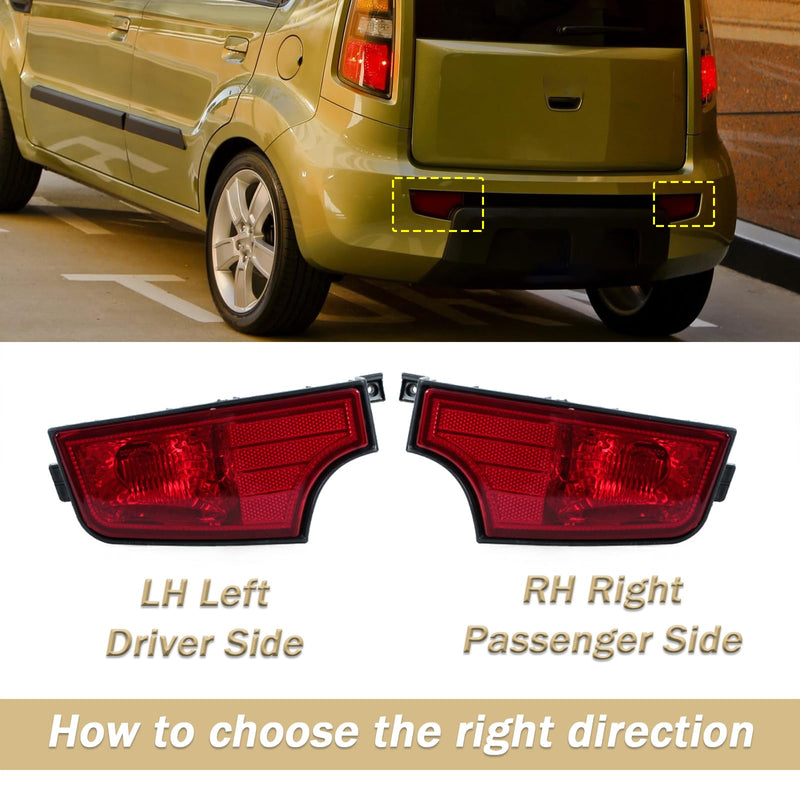For Kia Soul 2010-2013 Rear Bumper Light Reflector Indicator Tail Fog Lamp Left&Right Pair