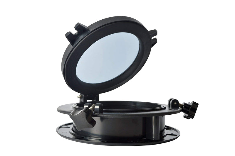 Amarine Made Boat Yacht Round Opening Portlight Porthole 8.5" Replacement Window Port Hole - ABS & Clear Tempered Glass - Black
