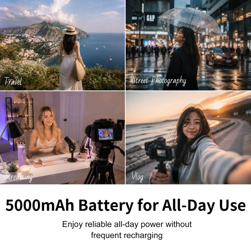 5'' Touchscreen Selfie Screen Monitor with 5000mAh Long-Lasting Battery | Portable External Phone Monitor for iPhone & Samsung, Wireless Back Camera Monitor, Magnetic Monitor for Vlog Live Streaming