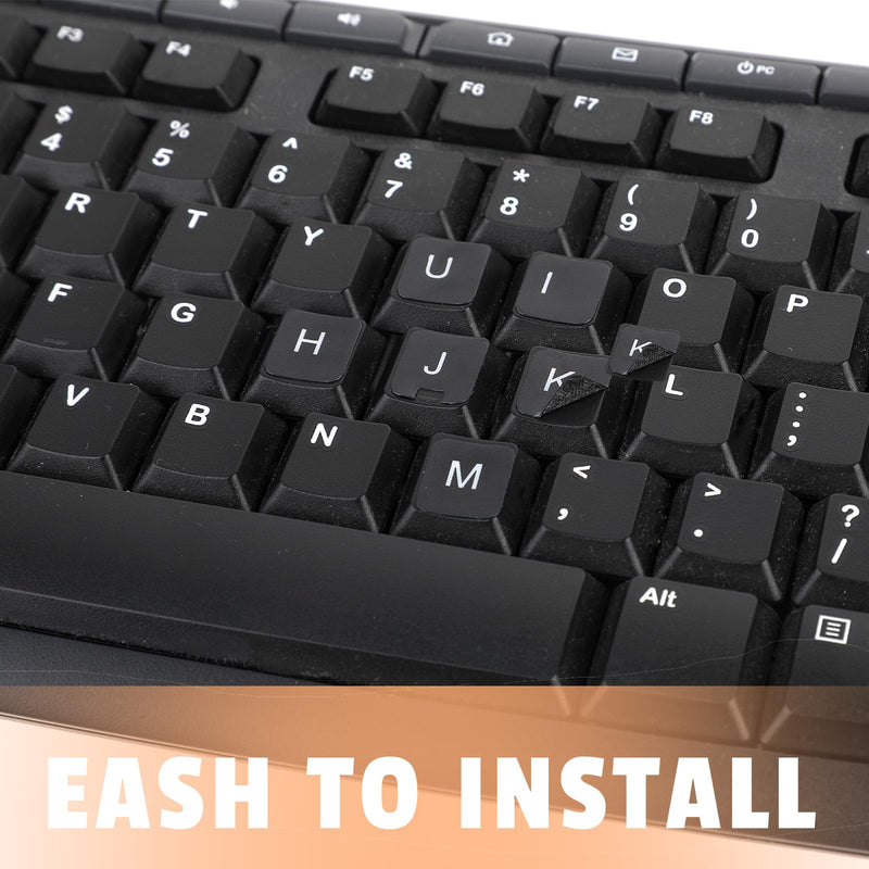 Universal Keyboard Letter Stickers, 4 Pcs English Laptop Keyboard Stickers | Replacement Keyboard Stickers for Keys with Black Background and White Lettering for Laptops Desktop Computers