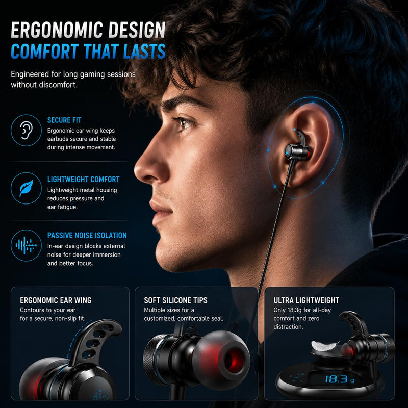KASOTT SoundMaster Pro V1 - Gaming Earphones with Dual Audio Drivers,Battle Buds,in-Line Mic with Mute and Volume Control, Compatible with Xbox Series,Xbox One,PS5,PS4,Switch,Pc with 3.5mm Aux Black