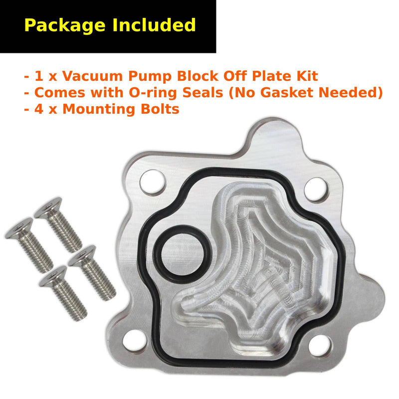 Billet Aluminum Vacuum Pump Delete Cover Plate For Oil Galley Flange 2014-Newer GEN 5 V8 LT Engines LT1 LT2 L82 L83 L83 L84 L86 L87 L8B LT4 LT5 Vortec Camaro Corvette