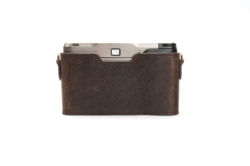 Contax T2 Case, BolinUS Handmade Genuine Real Leather Half Camera Case Bag Cover for Contax T2 Camera With Hand Strap (Coffee) Coffee