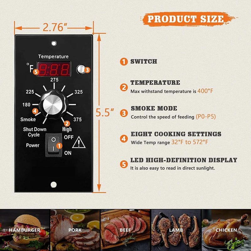 Digital Thermostat Kit Compatible with Traeger Pellet Grills BAC200 BAC388 BAC389 BAC382 Replacement Parts with LED Display Temperature Control Panel & 7" RTD Temperature Sensor Probe BAC236 BAC283 Compatible with Traeger Pellet Grills BAC236 Kit