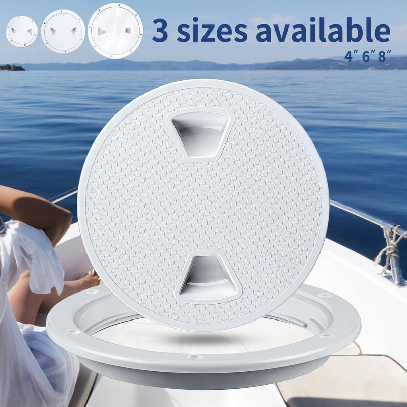 Smartmarine Boat Hatch White 4"6"8" Round Non Slip Inspection Hatch w/Detachable Cover for Marine Boat Yacht (4 inch) 4 inch