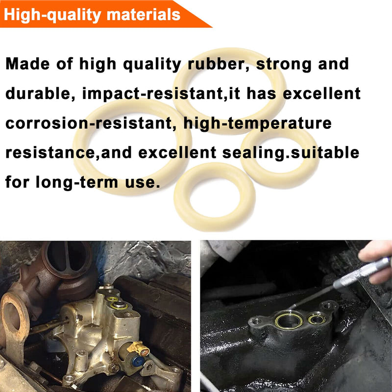 Yellow O-Ring Gaskets Kit Suitable for 1994-2003 Ford 7.3L Powerstroke Diesel Turbo Pedestal and Compatible for E-350 E-450 Econoline Vans F750F-250Super Duty