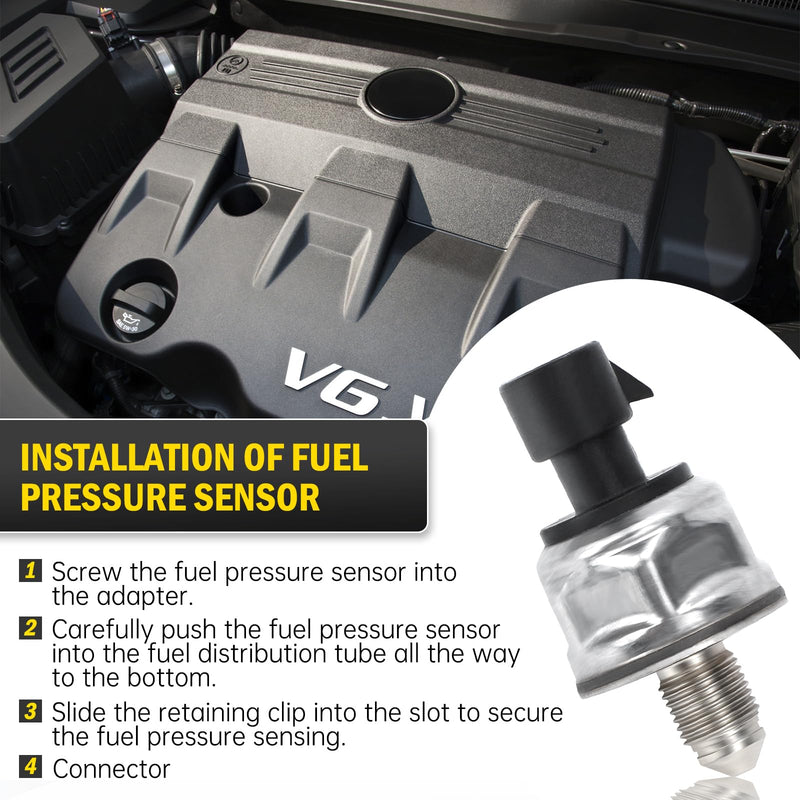 Fuel Pressure Sensor Fuel Injection Fuel Rail Pressure Sensor 12635273 5PP11-4, Suitable for 2011-2017 Chevrolet Equinox Impala, GMC Terrain, Cadillac SRX, Buick Regal and More Models
