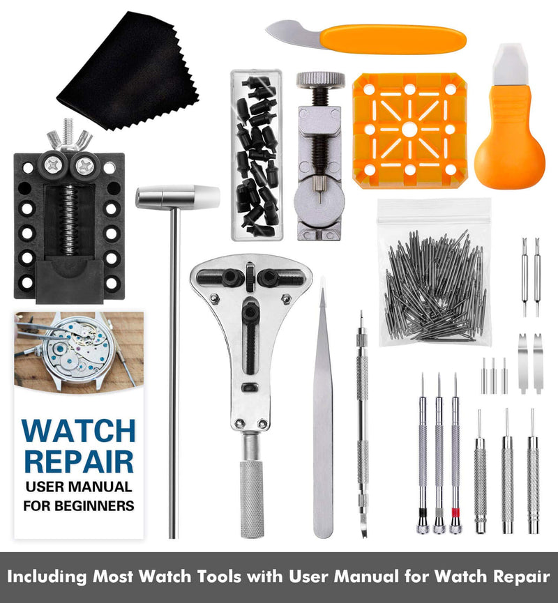  [AUSTRALIA] - Watch Repair Kit, Anezus 187Pcs Watch Tool Kit with Watch Link Pin Remover Tools and Watch Back Case Removal Tools for Watch Strap Remover, Watch Battery Replacement, Watch Band Sizing, Watch Repair