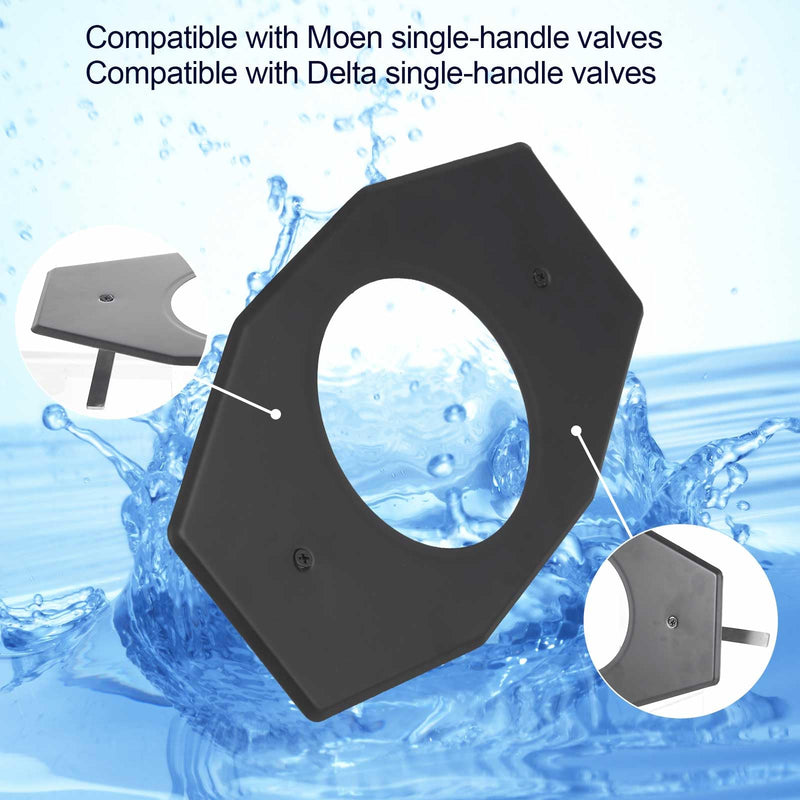 Tandefio 2 Set One Hole Remodel Plate Compatible with Moen Renovation Shower Cover Plate Compatible with Delta Tub Valve for 2 Handle or 3 Handle Shower Updates (13" X 7.5",Matte Black) 13" X 7.5" Matte Blac