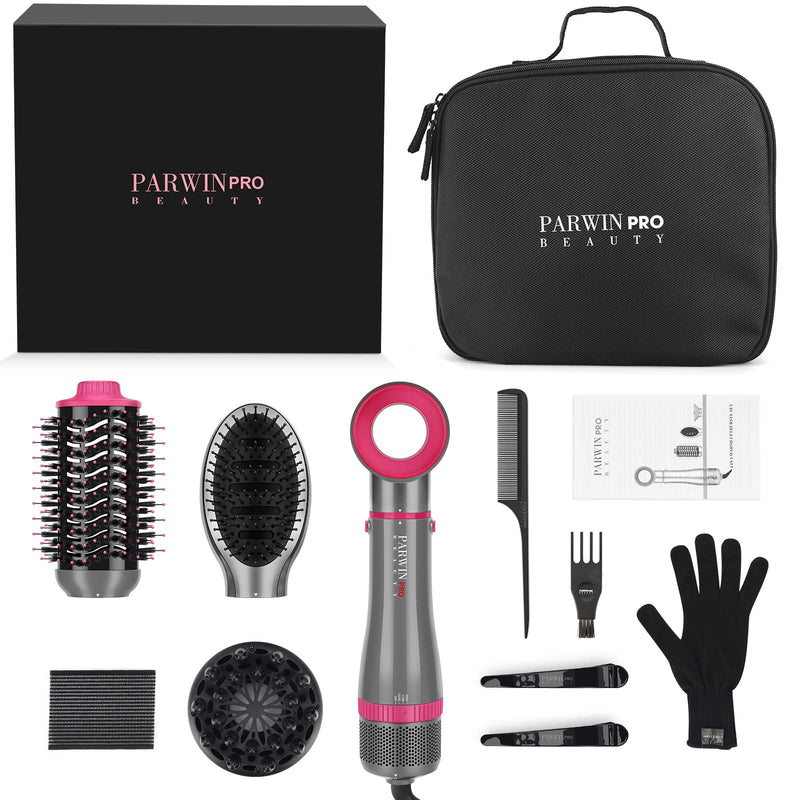 4-in-1 Hair Dryer Brush Set, Multi Air Styler with Diffuser and Hot Brush | Hairdryer, Hot Air Brush, Hair Diffuser and Hot Brush, Ionic Care, Frizz Control, Gray Gray - Standard