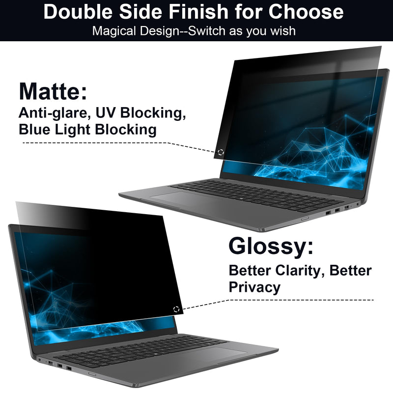 15.6 Inch 16:9 Laptop Privacy Screen Filter, Computer Monitor Privacy Shield, Anti Scratch Anti Spy Anti Glare Blue Light Screen Protector