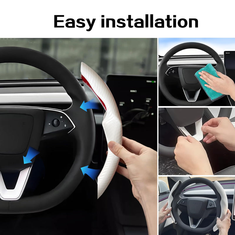 for Tesla Model 3 Highland and Model Y Juniper Steering Wheel Cover Trim Interior Decoration Protection Accessories (M3/My-White 3pcs) E