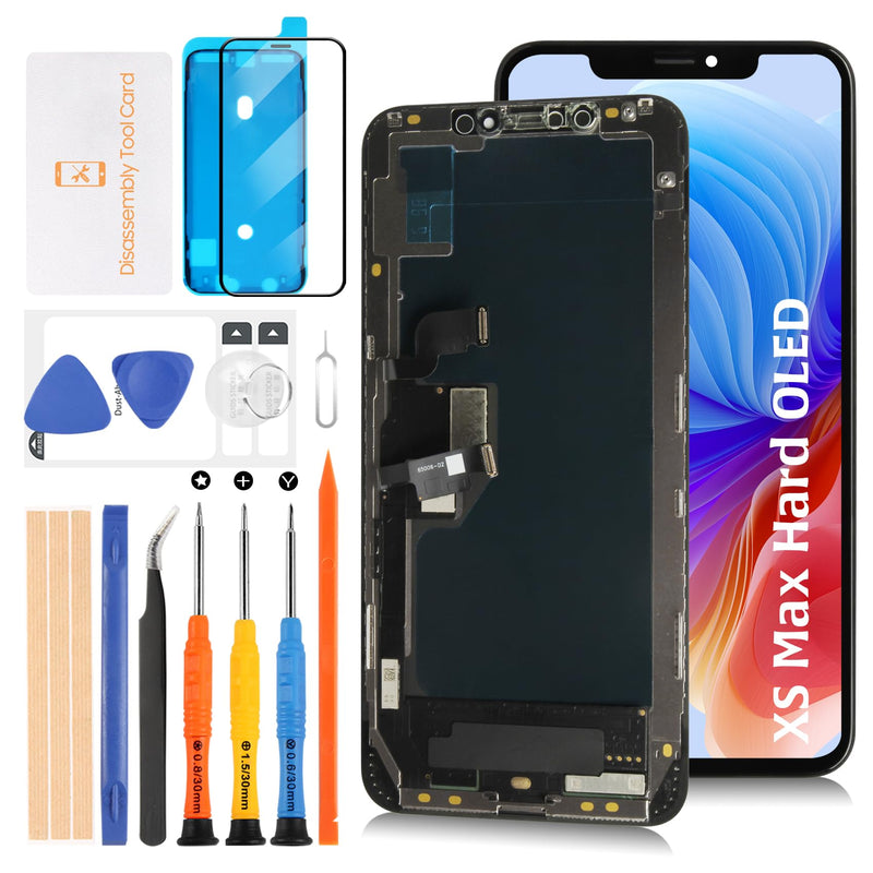 Hard OLED XS Max LCD Screen Replacement for iPhone Xs Max 6.5 inch [Hard OLED,NOT LCD] LCD Display Touch Digitizer Screen Assembly A2215 A2160 A2217 with Repair Tools