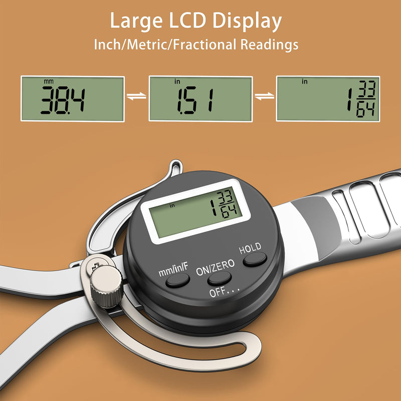 HDLNKAK Digital Outside Caliper Gage, Favor 0-6” Metric/Fractional/Decimal Readings, Alloy Jaws, Digital Circular Caliper with Hold Function for Woodworking.