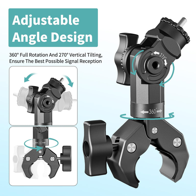 Starlink Mini Mount 2025/2026, Adjustable Clamp Mount for RV, Yacht, Camper | Includes Aluminum Alloy Mini Pipe Adapter, Adjustable Angle, 5-Minute Installation, Starlink Mini Accessories for Outdoors