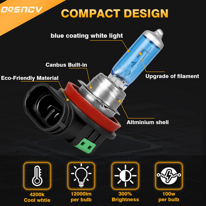  [AUSTRALIA] - OQSNCV Fit for Hyundai Santa Fe 2013 2014 2015 2016 Bulbs, H7 High Beam+ H11B Low Beam+ H11 Fog Light Headlamp Bulbs Kit, Pack of 6 2013-2016 (High+Low+Fog)