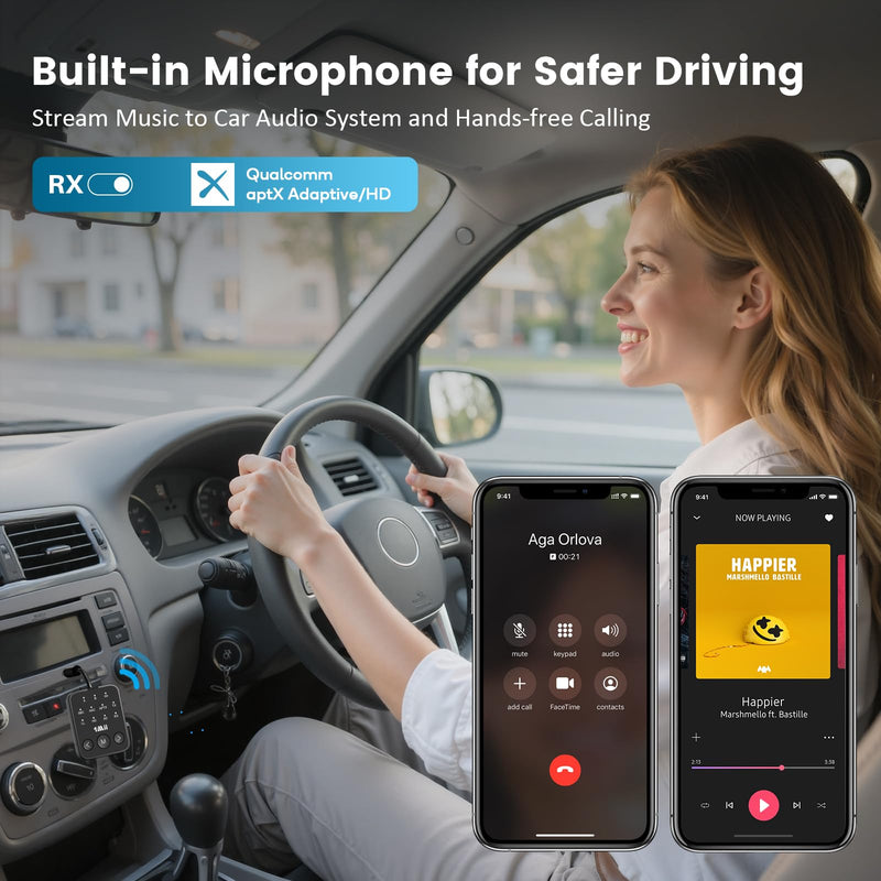 1Mii SafeFly Dot2 Bluetooth 5.3 Transmitter Receiver for Airplane, TV | 3.5mm AUX Wireless Audio Adapter, Dual Link for 2 Headphones, aptX Adaptive HD Low Latency, 25H Playtime