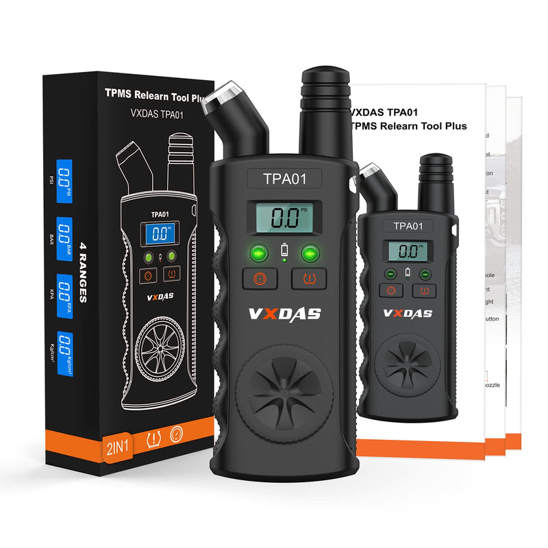 VXDAS TPA01 TPMS Relearn Tool for GM Plus Digital Tire Pressure Gauge 150 PSI Tire Sensor Reset Tool for Buick, Chevy, Cadillac, Opel (Black)