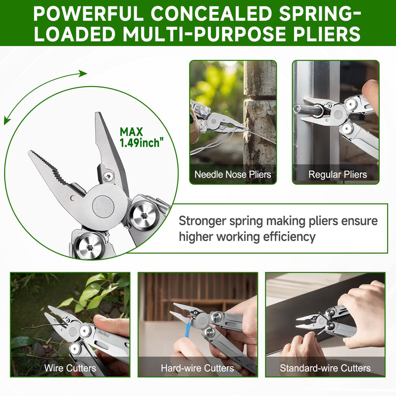 NexTool 14-in-1 Multi-Tool, Stainless Steel Multitool Pliers with 80Cr14Mov Pocket Knife, 2 Safety Locks and Huge Scissors, EDC Multitool Utility Tool for Camping Outdoor Activities (Flagship Max) Full Size Flagship Max