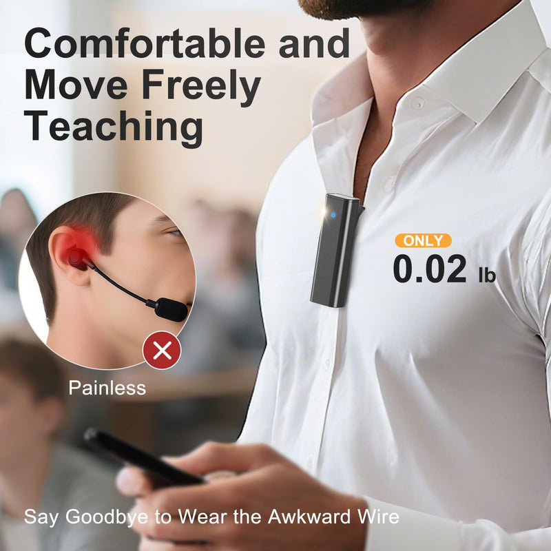 PRUNUS A10 Voice Amplifier Wireless with Lavalier Microphone Charging &Storage,Portable Voice Amplifier with Laple Mic Speaker,Mini Voice Amplifier for Classroom,Speech,Training Outdoor (Black) Black