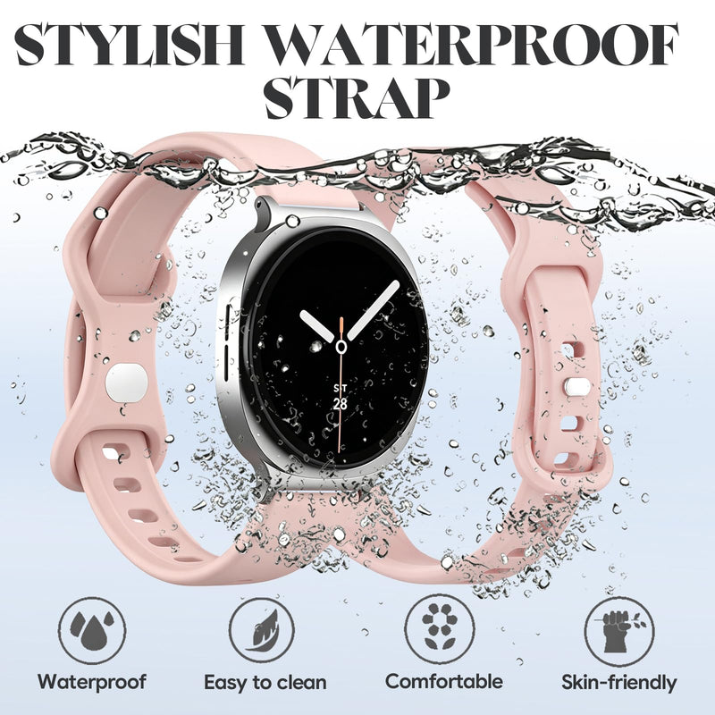Slim Band for Samsung Galaxy Watch 9/8 40mm/44mm/8 Classic 46mm | Thin Soft Silicone,Breathable and waterproof, Suitable for sports, Leisure and Daily life Pink+Apricot color+Light Purple
