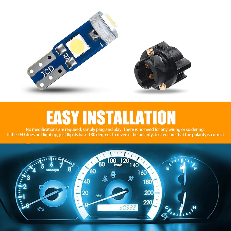 20 PCS Automobile T5 LED Instrument Light Set, 3030-3SMD High-brightness Chipset with Twist Lock Holder, A/C Light Gear Shift Light Digital Clearly Indicator Bulb, Universal for Cars (Blue) Blue 20 PCS