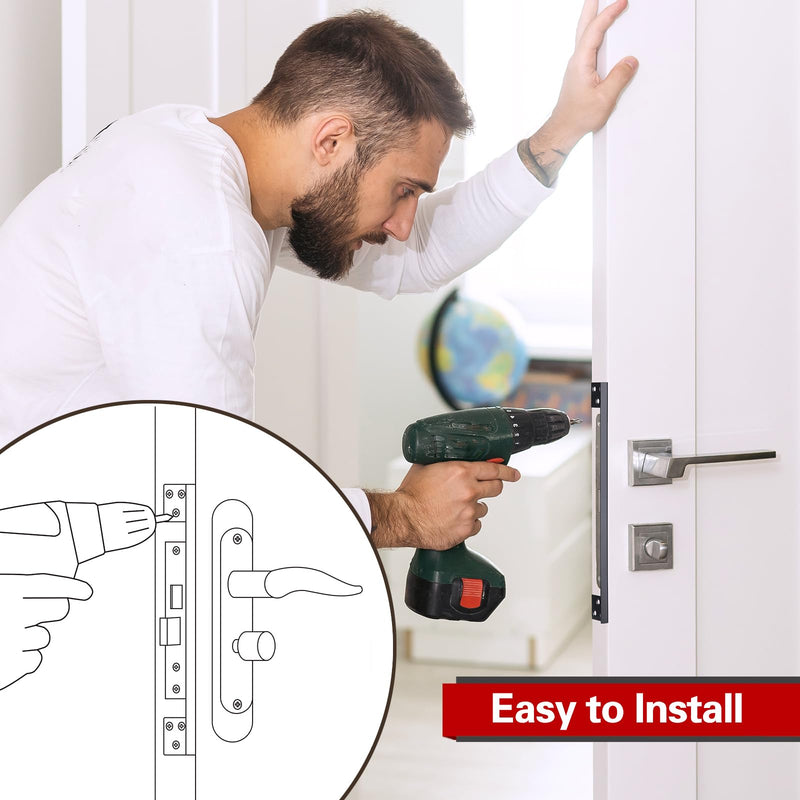 Door Latch Guard Home Security Door Lock Plate, Outswing Door Security Protector to Prevent Unauthorized Entry, Extra Security Door Locks Door Blocker, Steel Latch Guard Plate Cover (11" - 2pack) 11in - 2pack