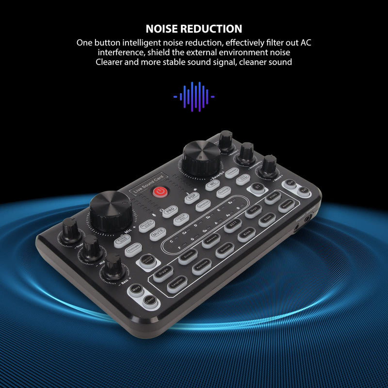 Live Sound Card, Clear Sound Karaoke Recording Mobile Audio Mixer, Adjustment Noise Reduction Gaming Audio Mixer for Live Broadcast, Karaoke, Recording, Voice Chatting