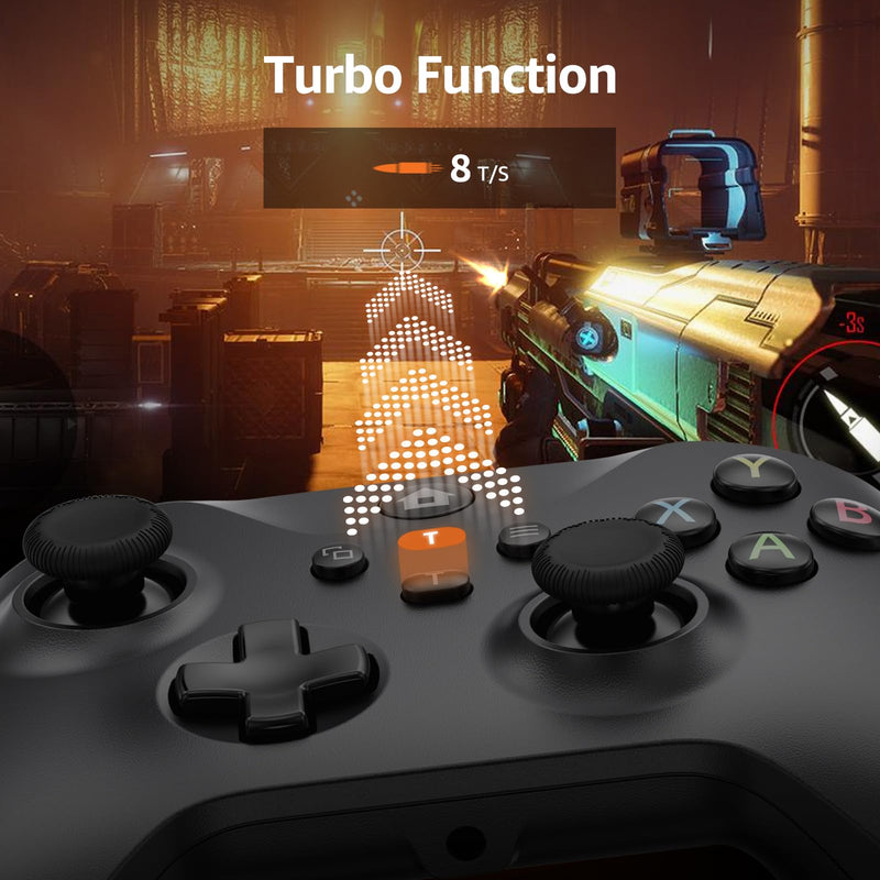 GMVOX Wired Controller for X-BOX-ONE,Compatible with X-BOX One&One S&X, X-BOX Series S&X, PC, IOS, Android Platforms, Gamepad with 3.5mm Audio Jack/Dual Vibration, Support Turbo Function,(Black) Black