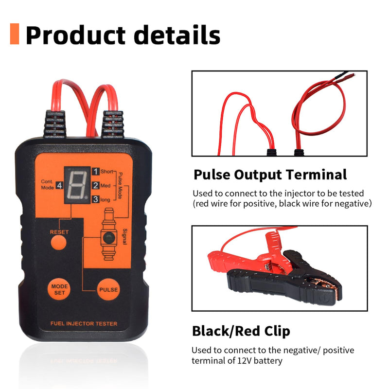 Shkalacar Fuel Injector Tester Cleaner Tool Kit, 12V Automobile Injector Tester 4 Pulse Modes Injector Tester, Simultaneously DIY Cleaning Tools, Car Injector Cleaner Controller Tool