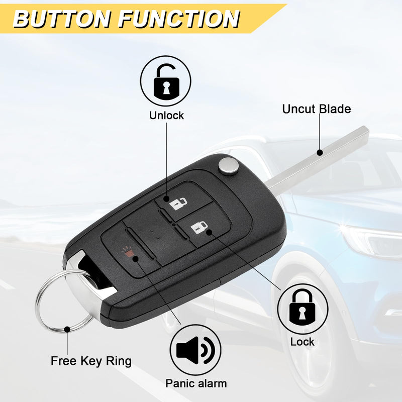 Key Fob Replacement for 2010-2019 Chevrolet Equinox & GMC Terrain/ 12-17 Sonic/ 16-17 Spark/ 15-18 Trax/ 14-18 Buick Encore Car Keyless Entry Remote Control, OHT01060512, 3 Buttons, 2Pcs