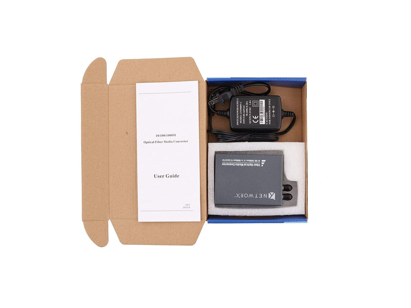 Networx® Gigabit Ethernet Fiber Media Converter - UTP to 1000Base-LX - ST Multimode, 5...