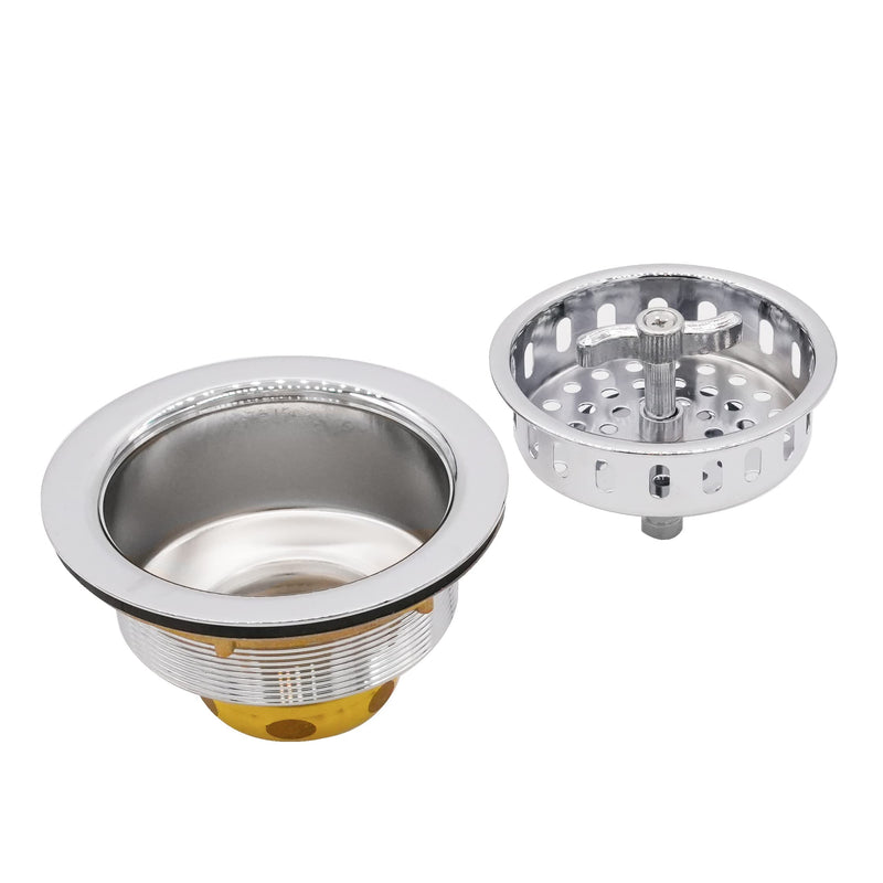Westbrass A213-26 3-1/2" Wing Nut Twist Style Large Kitchen Sink Basket Strainer, Polished Chrome