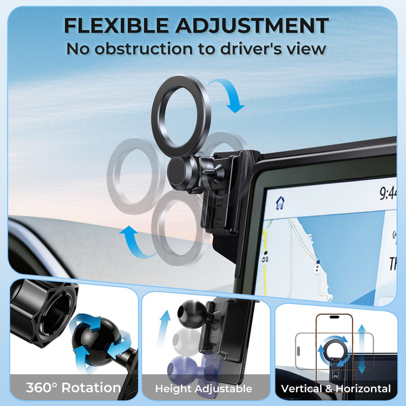Car Phone Holder for GMC Yukon/Yukon XL 2026 2025 with 16.8-Inch Screen, 360° Rotation Magnetic Cell Phone Mount, Compatible with Magsafe, Does Not Affect Air Vent, Black Fit for 2025-2026 Yukon/Yukon XL, 16.8-Inch