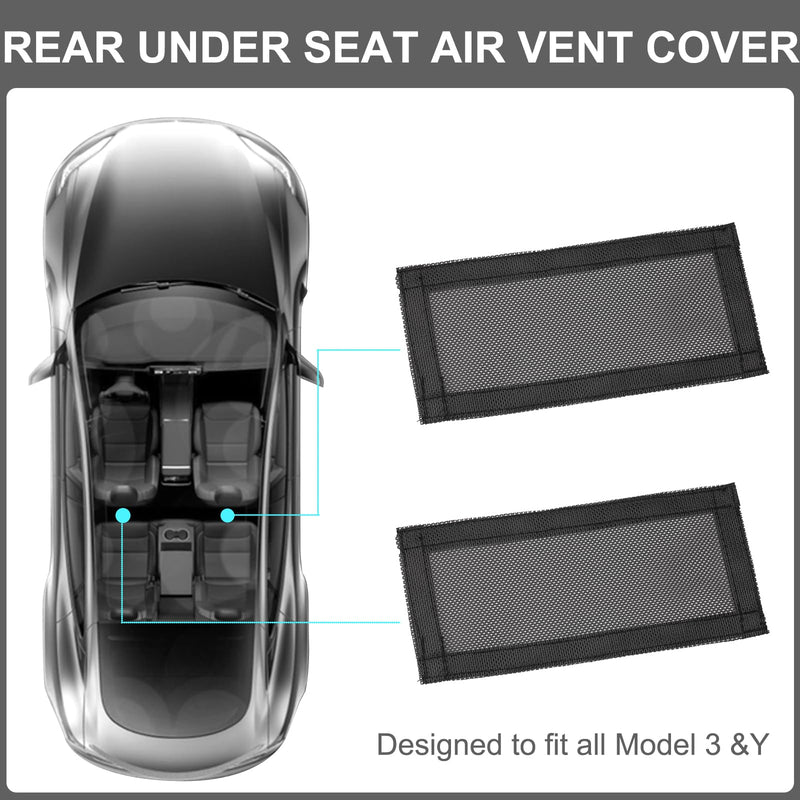 Vent Cover 2025 for Tesla Model Y, Universal Air Vent Cover Compatible with Tesla Model 3 and Model Y 2024 2023 2022 2021 2020 2019, Mesh Rear Floor Backseat Under Seat Grille, Set of 2