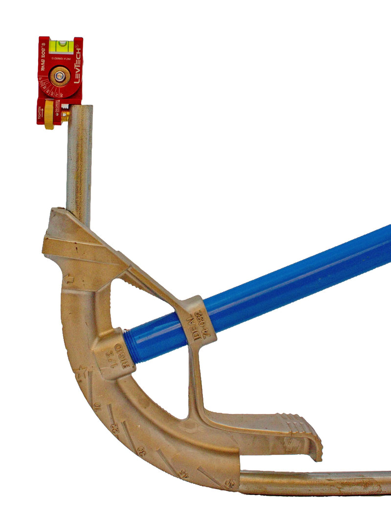LEVTECH® Mag Dog® 8 Magnetic Conduit Bending Level for Electricians – Patented 8-Angle No Dog Level for EMT & Rigid Conduit, Rare Earth Magnets, Replaceable Vial, Billet Aluminum