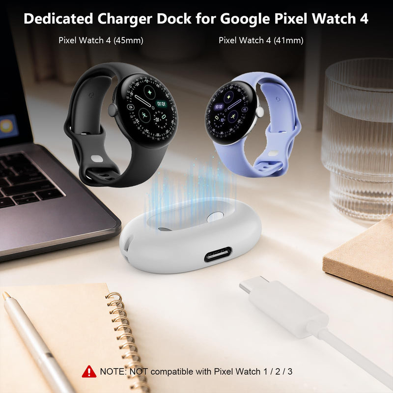 Portable Charging Dock for Google Pixel Watch 4 Charger - Black | Magnetic Charging Base Without Cable, Fast Charging, Compact Travel Pixel Watch 4 Charger for Trip, Business Travel, Vacation