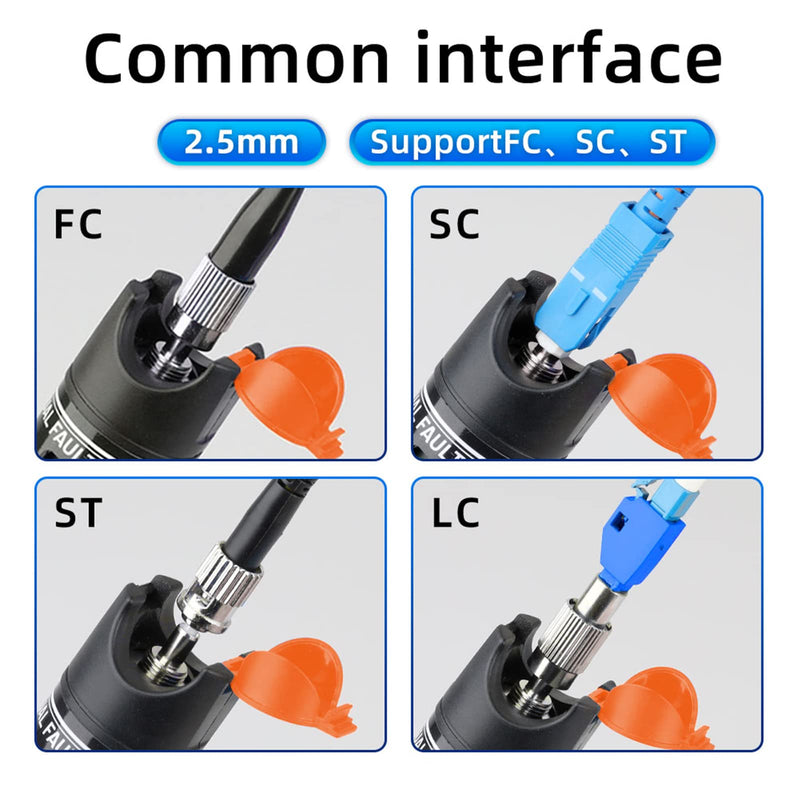 1pc Professional Visual Fault Locator Fiber Optic Tester - Includes 1pc 9/125μm Singlemode FC/LC Adapters | for Fiber Optic Cable Maintenance, Network Installation & Repair (Mode Number: VFL-30)