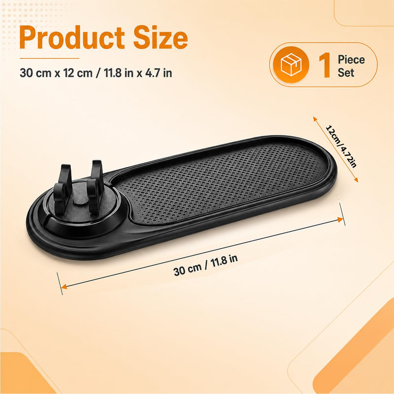 Anti Slip Pad 3 in 1 with Phone Holder | For Car Dashboard Phone Sunglasses Keys, PVC Non Slip Mat with 360 Rotation and Hidden License Plate Holder