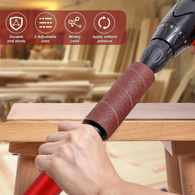 Drum Sander Set Portable Rubber Sanding Drum Hand-Held Spindle Sanding Drum with 120 Grit Sandpaper Drum Sanding Sleeves Power Drill Driven Drum Sander for Wood Metal Plastic re'd