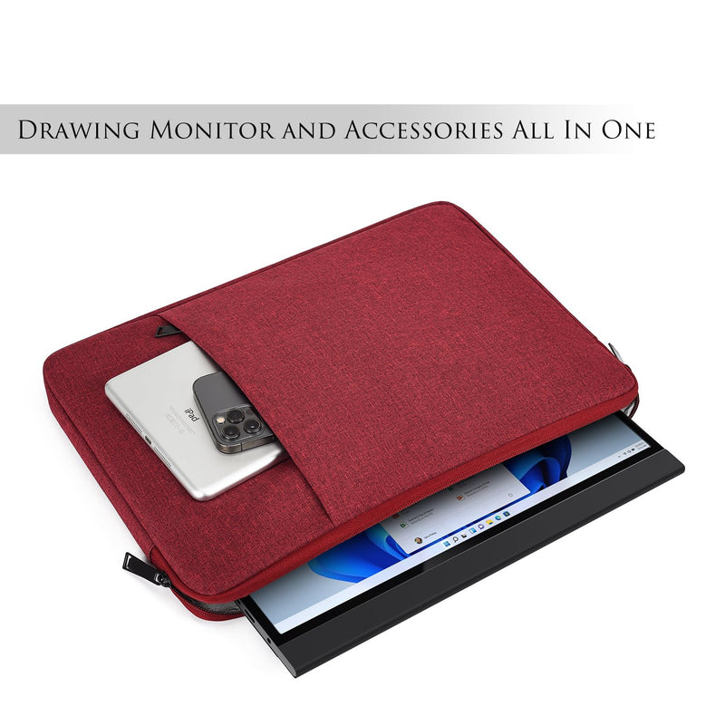 Portable Monitor Case 15.6 Inch, 16.1 Inch Carrying Monitor Sleeve Bag for InnoView Arzopa Lepow GTEK ViewSonic KYY AOC 15.6" USB-C Portable Display Monitors, 15"x10.8" Wine Red