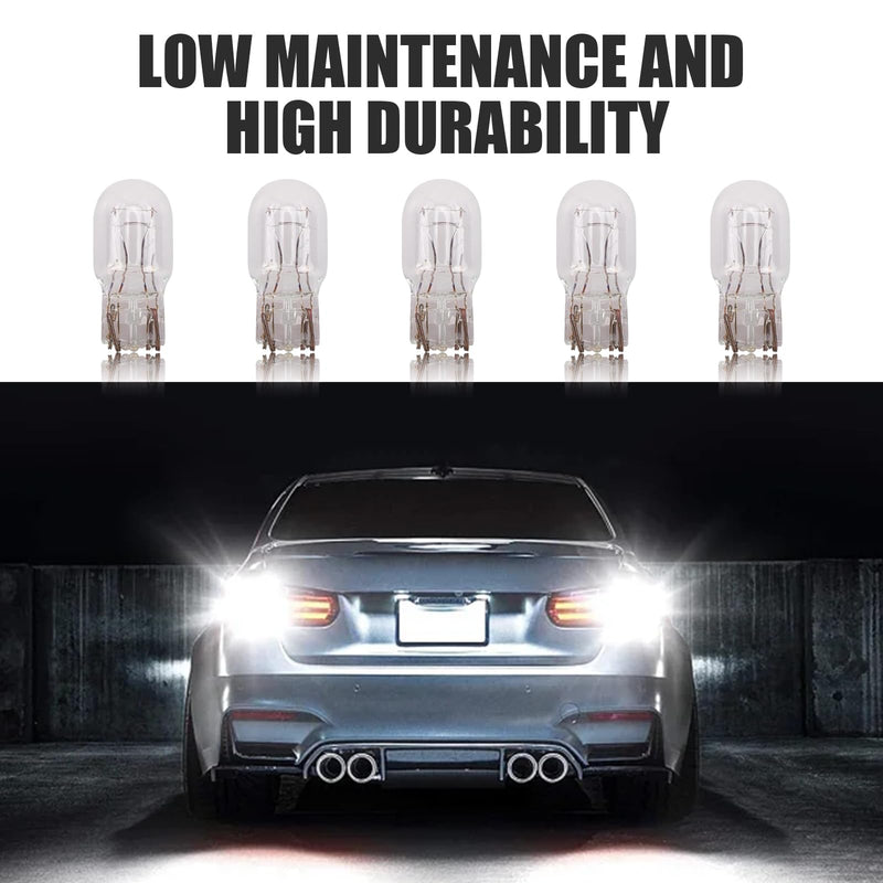 10 PCS Automotive T20 Brake Bulb, 1891/7443 12V 21/5W Quartz Glass Shockproof Anti-UV Dual-filament Mini Halogen Bulb, 360 Degree Lighting Replacement, Suitable for Most Cars (White) 10 PCS White #T20