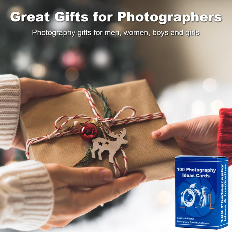 100 Photography Idea Cards - Photography Props for Photoshoot Camera Accessories, Photographer Gifts for Men Women Unique for Camera Lovers, 100 Inspiring Themes & Challenges 100 Photography Idea Cards