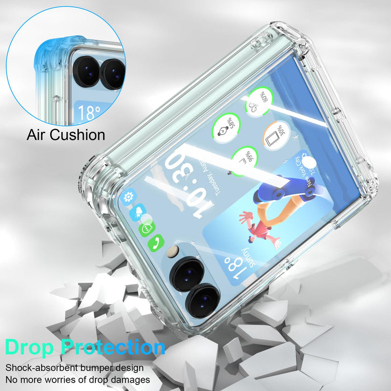 Designed for Samsung Galaxy Z Flip 8 Case with Hinge Protection Clear | Built-in Tempered Glass Screen Protector for Flip 8 Shockproof Protective Phone Case Cover