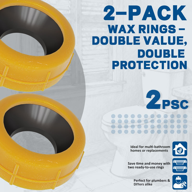 NEEXAN Extra Thick Toilet Wax Ring Kit with Brass Bolts and Caps, 2-Pack | Extra Thick Wax, Brass Bolts Included, Fits 3-inch and 4-inch Drains, Leak-proof Seal. 14